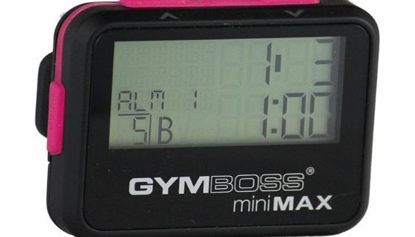Gymboss miniMAX Interval Timer and Stopwatch - BLACK / PINK SOFTCOAT