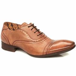 H By Hudson Male Carlton Wased Cap Leather Upper in Tan