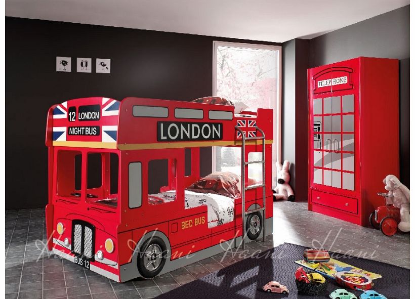 Haani London Bus Twin Bunk Bed-Red (NEW)