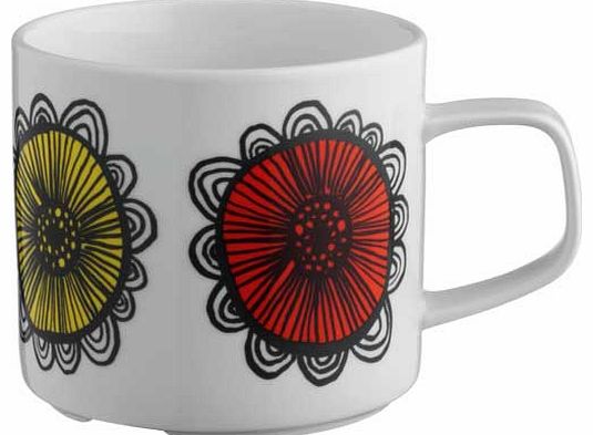 Freda Floral Patterned Porcelain Mug -