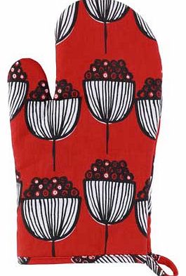 Freda Red Floral Patterned Oven Glove