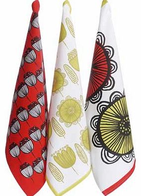Freda Set of 3 Floral Patterned Tea Towels