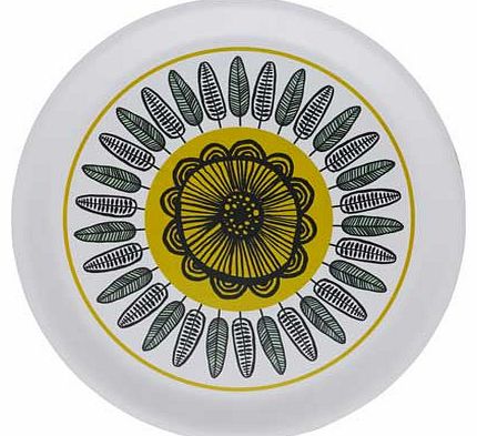 Freda White-Floral Patterned Round Tray