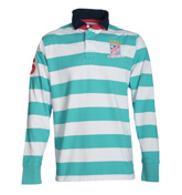 Aqua and White Stripe Rugby Shirt