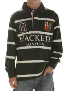 Hackett Quilt Inch Stripe Rugby Shirt - Green