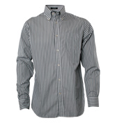 Grey and White Stripe Long Sleeve Shirt