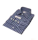 Navy & Royal Blue Tonal Stripe Cotton Shirt