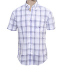 White and Blue Check Short Sleeve Shirt