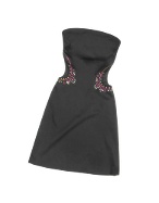 Black Swarovski Decorated Cut Out Strapless Dress