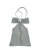 Gray Ruched Front Silk Crepe Halter Top