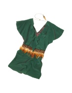 Jade Green Silk Tunic with Feather Belt