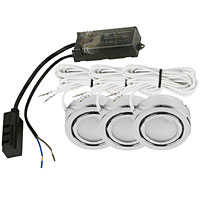 Pol Chr Circular Downlight Cabinet Lights Contractor Kit Pack of 3