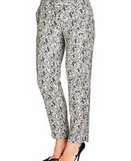 Black and white silk blend trousers