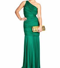 Emerald one shoulder long gown