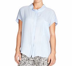 Sky blue short-sleeved blouse