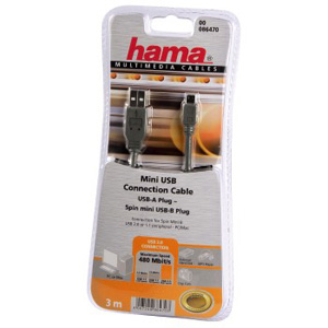 hama Multimedia Cable - USB-A to USB-Mini 5 Plug High Speed USB 2.0 Cable 3m/ - Ref. 86470