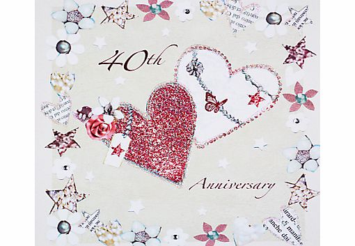 Hammond Gower Glitter Hearts Ruby Anniversary Card