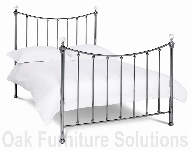 HANA Antique Nickel/Crystal Finials Bedstead -