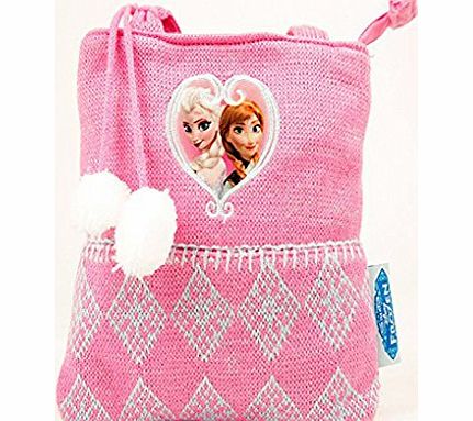 Handcandy Official Disney Frozen Anna amp; Elsa Girls Kids Handbag Bag Knitted Pink with Pompoms