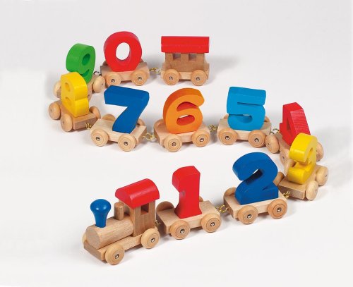 Handelshaus Childrens Wooden Toy Number Train - Coloured