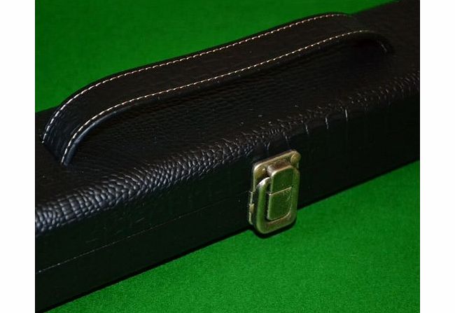 Quality Hand Crafted 3/4 Leather Hard Snooker Cue Case in Classic Black.