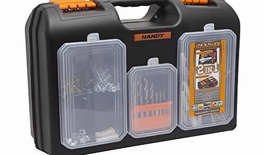 Handy-Tools 10958 Double Sided Drill Power Tool 15.7`` Case Storage Box with Organiser