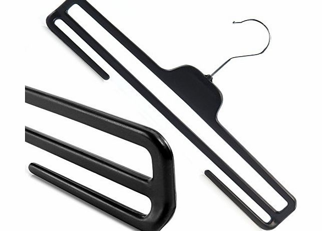 HANGERWORLD 6 Trouser Bar Hangers - Strong Black Plastic - Clothes, Garment, Coat Hangers 35.5cm (14``) wide