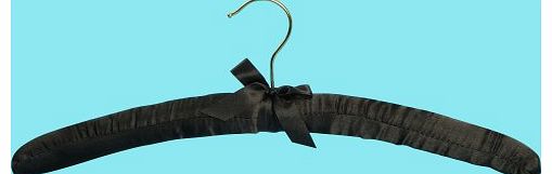 Pack of 10 QUALITY BLACK PADDED SATIN COAT HANGERS For Dresses, Lingerie, Bridal wear, Woolens etc - 43CM