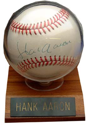 Hank Aaron autographed official American League baseball