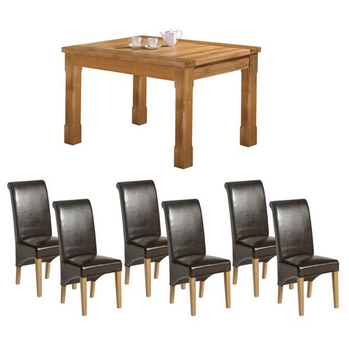 Hanover Oak Dining Set with 6 Leather chairs