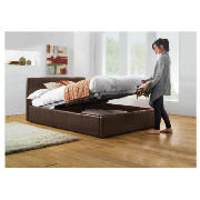 King Bed, Brown Faux Leather with Ottoman