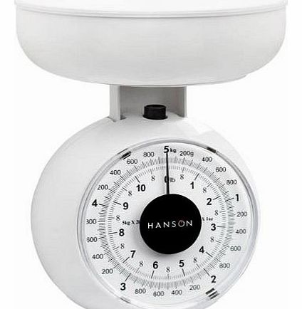Hanson Kitchen Scale with Bowl, 5 Kg, White