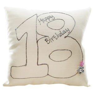 18th Birthday Silk Hand Painted Cushion