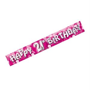 21st Birthday Pink Sparkle Foil Banner