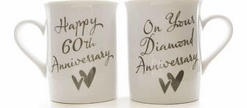 Happy 60th Diamond Anniversary Pair of Mugs