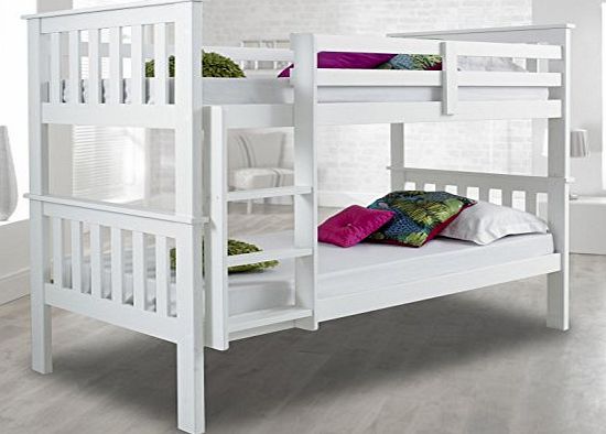 Happy Beds Atlantis White Finished Solid Pine Wooden Bunk Bed Frame