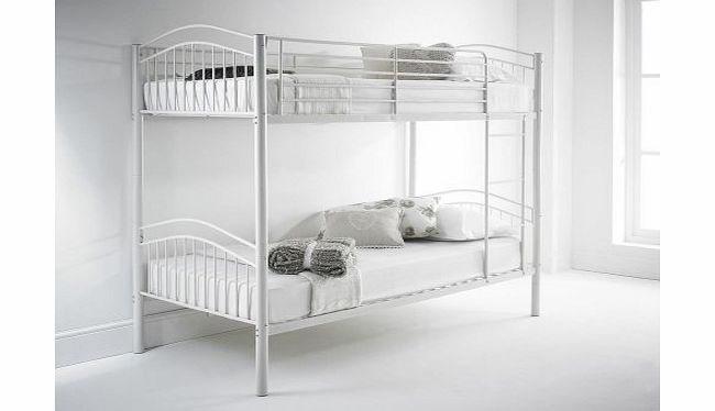 Happy Beds Capri White Finished Quality Metal Bunk Bed With 2x Luxury Spring Mattress