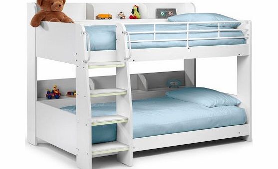 Happy Beds Domino White Finished Sleep Station Childrens Kids Bunk Bed 3 Single With 2x Luxury Spring Mattress