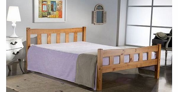 Miami 4 Small Double Size Quality Double Bolted Antique Pine Finised Wooden Bed With Orthopaedic Mattress