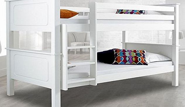 Happy Beds Vancouver White Finished Solid Pine Wooden Bunk Bed With 2x Pocket Sprung Mattress