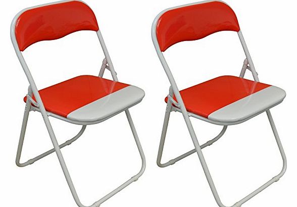 Red / White Padded, Folding, Desk Chair - Pack of 2