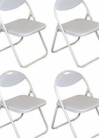 Harbour Housewares White Padded, Folding, Desk Chair / White Frame - Pack of 4