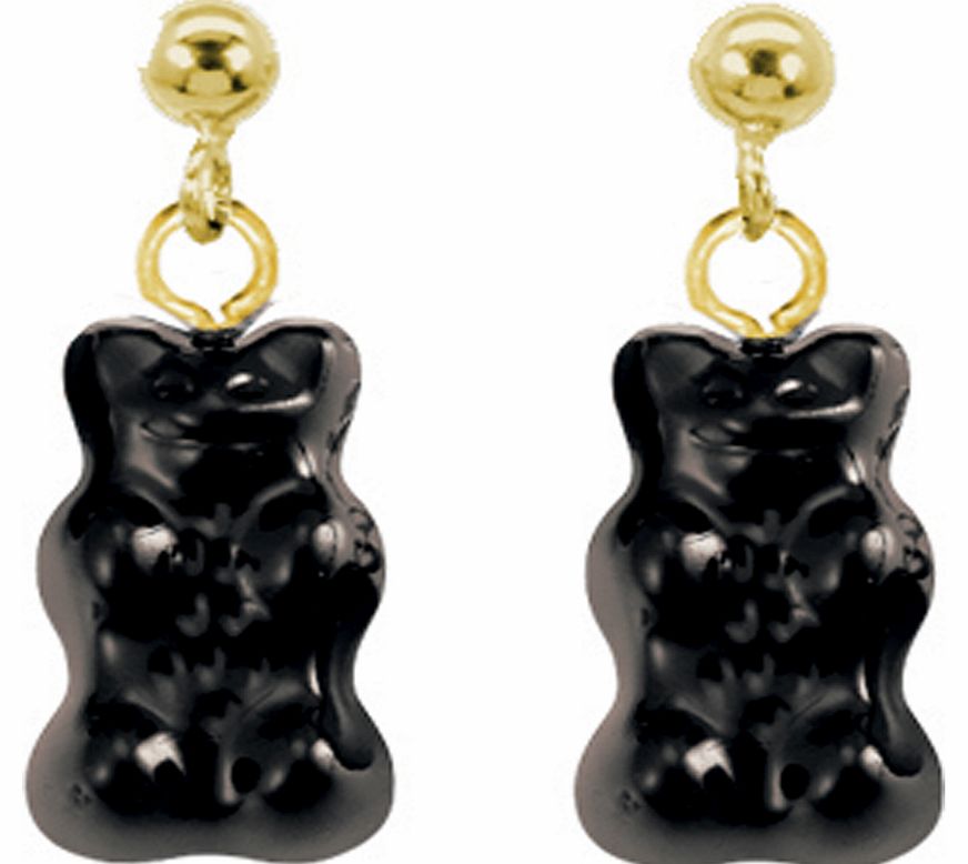 Gold Plated Black Haribo Gummy Bear Earrings
