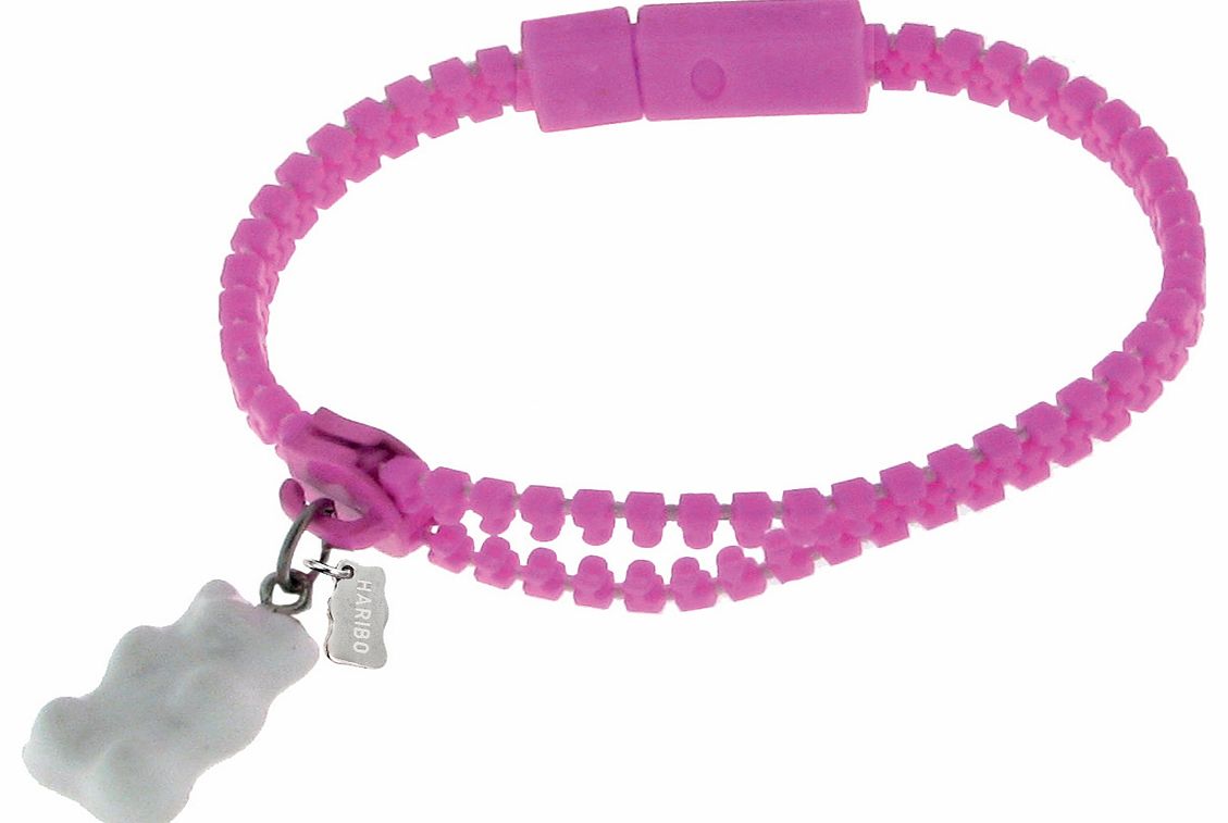 Pink Zipper Style Bracelet With White Haribo