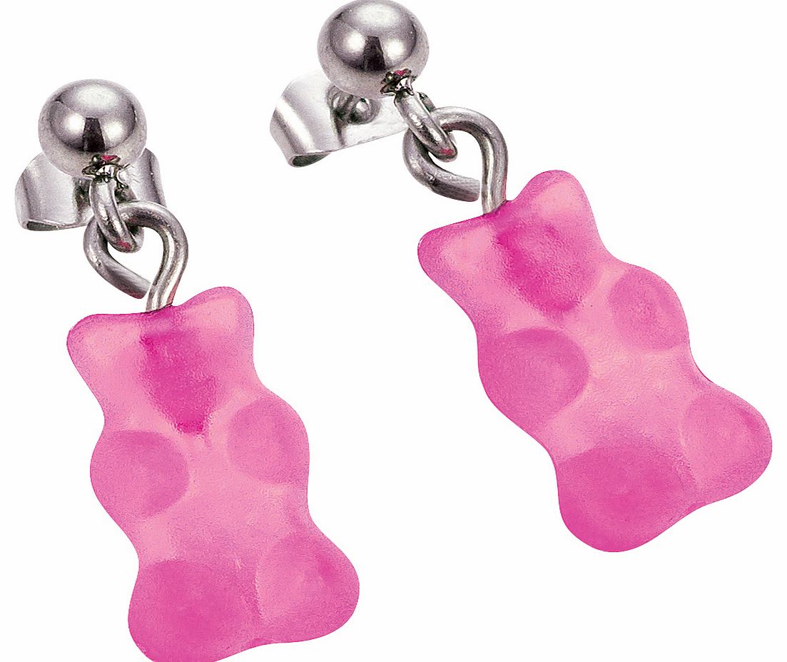 Silver Pink Haribo Gummy Bear Earrings from