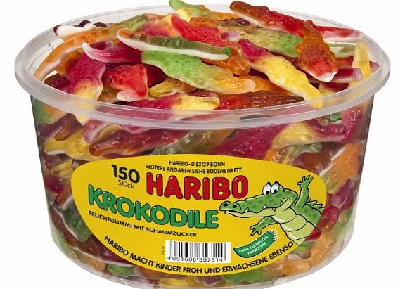 Haribo Crocodiles, Gummy Bears, Wine Gummies, Fruit Gummies, 150 Units, 1050 g Tin