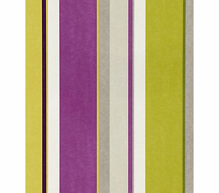Bella Stripe Wallpaper, Fennel/Cassis,