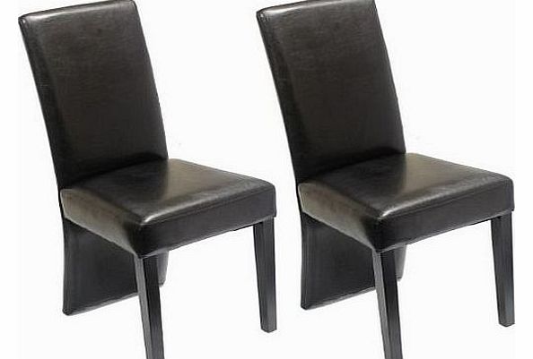 Hartleys Black Faux Leather Full Back Dining Chairs - Pair