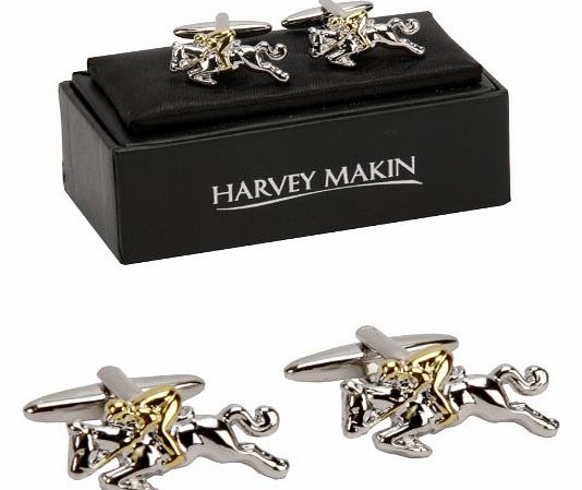 Mens Gift Designer Cufflinks In Shape Of Horse And Jockey - Make A Fantastic Gift