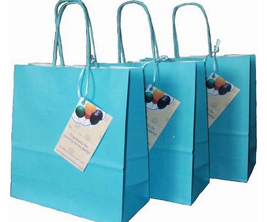 Luxury Blue Paper Goody Loot Party Bags with Thank You Gift Tag (Pack of 3)